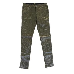 Tripp NYC Shine On Metallic Pants Gold Silver Halographic Skull Studs Size 29